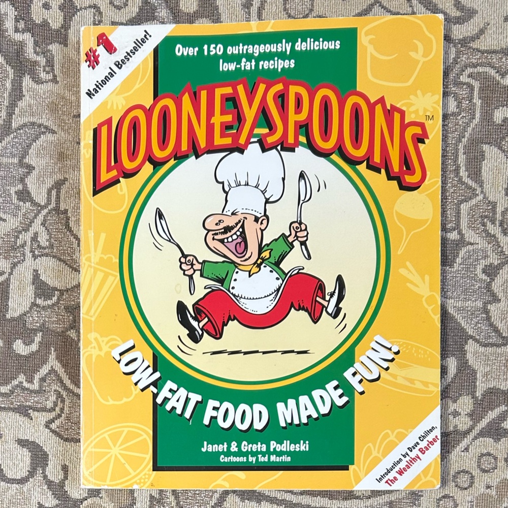 4/$20 Looneyspoons Low-Fat Food Made Fun! Softcover Cookbook 1996 Looney Spoons